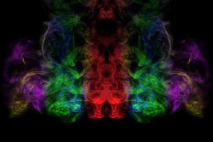 Abstract smoke isolated on black background,Rainbow powder photo