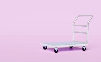 warehouse trolley empty icon, platform trolley 3d isolated on purple background. 3d render illustration photo