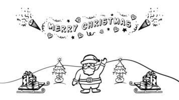hand drawn christmas vector created with objects like Santaclaus, christmas tree, gifts, confetti. merry christmas