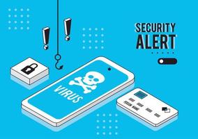 alerta de virus y teléfono inteligente vector