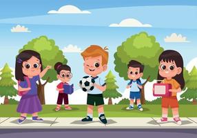 students kids on the street vector