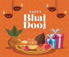 happy bhai dooj postcard vector