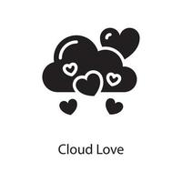 Cloud Love  Vector Solid Icon Design illustration. Love Symbol on White background EPS 10 File