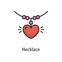 Necklace Vector Filled Outline Icon Design illustration. Love Symbol on White background EPS 10 File