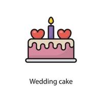 Wedding cake Vector Filled Outline Icon Design illustration. Love Symbol on White background EPS 10 File