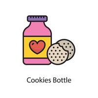 ilustración de diseño de icono de contorno lleno de vector de botella de galletas. símbolo de amor en el archivo eps 10 de fondo blanco