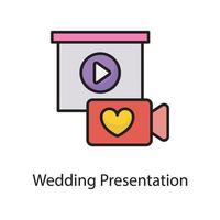 ilustración de diseño de icono de contorno lleno de vector de presentación de boda. símbolo de amor en el archivo eps 10 de fondo blanco