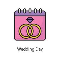 ilustración de diseño de icono de contorno lleno de vector de día de boda. símbolo de amor en el archivo eps 10 de fondo blanco