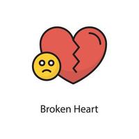 Broken Heart  Vector Filled Outline Icon Design illustration. Love Symbol on White background EPS 10 File
