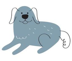 gray dog lying vector