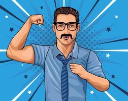 man with mustache and necktie vector