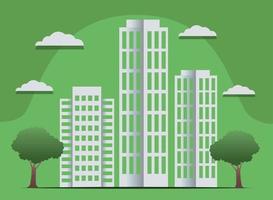 buildings and trees green city vector