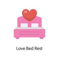 Ilustración de diseño de icono plano de vector de descanso en cama de amor. símbolo de amor en el archivo eps 10 de fondo blanco