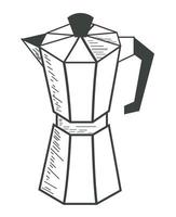 estilo de dibujo de tetera de café vector