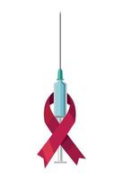 AIDS ribbon campaign in syringe vector