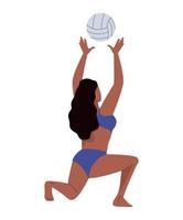 afro female volleyball player vector