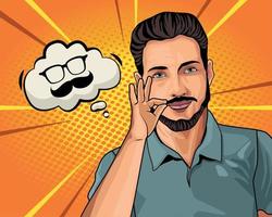 man with mustache and eyeglasses vector