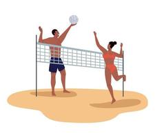 afro volleyball players couple vector