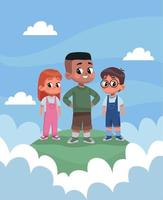 three little kids standing vector