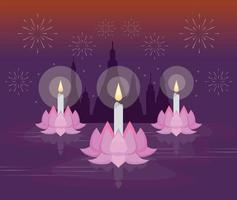 loy krathong festival celebration vector