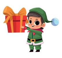little elf with gift vector
