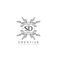 SD Initial Letter Flower Logo Template Vector premium vector art