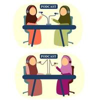 Podcast interview flat design illustration vector