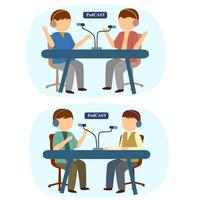 Podcast interview flat design illustration vector