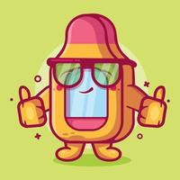 cute digital thermometer character mascot with thumb up hand gesture isolated cartoon in flat style design vector