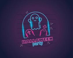 halloween party neon lettering vector