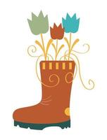 boot with flowers vector