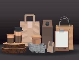 eco packs icons vector