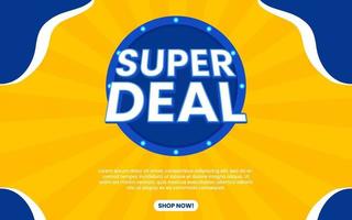 Super Deal banner promotion template with yellow background. Vector illustration.