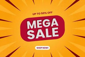 Mega Sale banner promotion template with yellow background vector