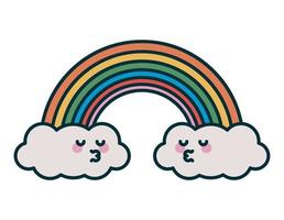 rainbow and clouds retro style vector