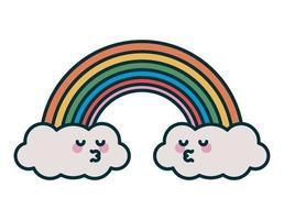 rainbow and clouds retro style vector