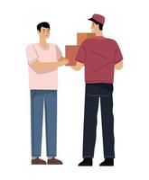 delivery worker and client vector