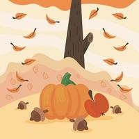 fruits in autumn scene vector