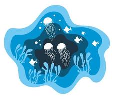 jellyfish sealife paper art vector