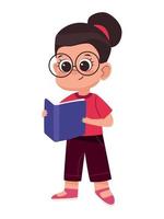 student girl reading book vector