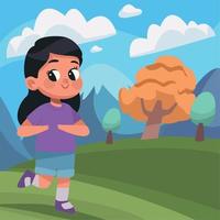 little girl in camp vector