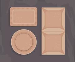 three eco packagings icons vector