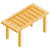 muebles de mesa de madera isométrica vector