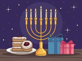 feliz cartel de hanukkah vector