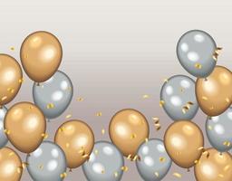 golden and silver balloons helium vector