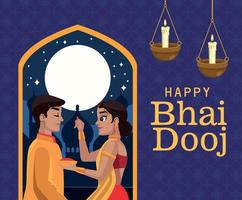 happy bhai dooj poster vector