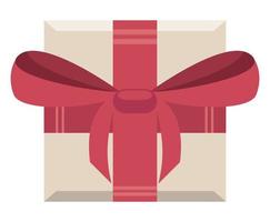 beige gift with red ribbon vector