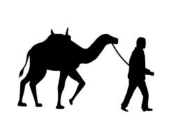 traveler walking with camel vector