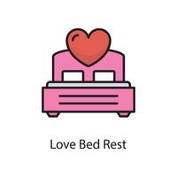 Love Bed Rest Vector Filled Outline Icon Design illustration. Love Symbol on White background EPS 10 File