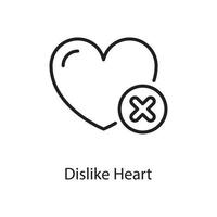 Dislike Heart  Vector Outline Icon Design illustration. Love Symbol on White background EPS 10 File